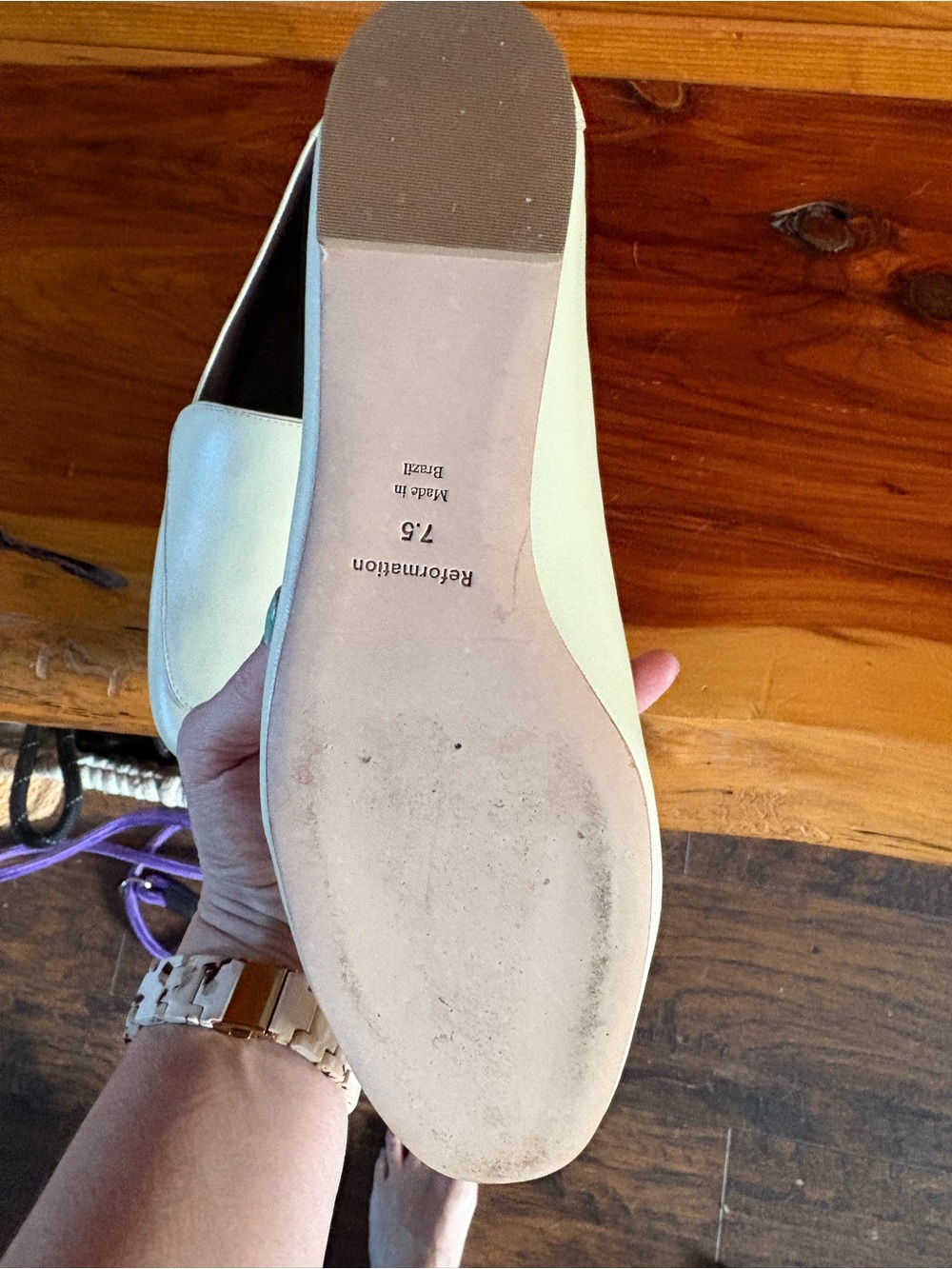 Reformation Cream Leather Slip-On Loafers — Soft Ivory Finish - Picture 6 of 9